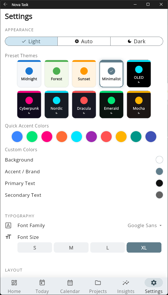 Appearance Settings